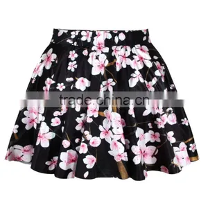 2015 Lady Skirt Sublimation Printing Floral Black Mini Skirt High Quality N13-8 thumbnail-1