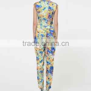 Wholesale Fantasy Print Capri Woman Sleeveless Long Jumpsuits for Summer thumbnail-3