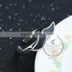 925 Solid Sterling Silver Glue Black Mustache Adjustable Ring Fashion Women Jewelry 6260561 thumbnail-2