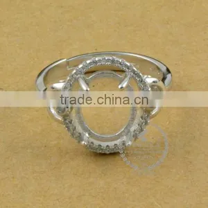 8*10mm 925 Sterling Silver Oval Bezel Silvery Prong Setting Ring Base Blank Supplies DIY Findings 1222006 thumbnail-3