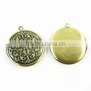 32mm Round Brass Bronze Antiqued Vintage Engraved Photo Locket,retro Photo Locket 1111035 thumbnail-1