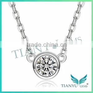 925 Sterling Silver Necklace White Round Billirant Cut Moissantie Diamond Pendants Charms for Jewelry thumbnail-2