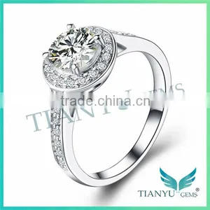 1Carat Round Cut Moissanite Diamond Wedding Ring 925 Sliver Finger Ring thumbnail-1