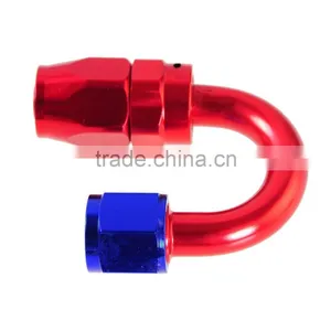 Red Blue AN8 AN-8 8 AN 180 Degree Push Lock Swivel Fuel Hose End Fitting Adaptor thumbnail-2