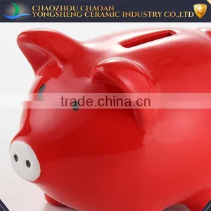 YScb0011-01 Wholesale Red Piggy Bank Ceramic thumbnail-2