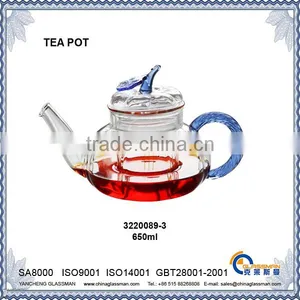 Hot Sale Fancy Borosilicate Glass Tea Pot TP089-3BL thumbnail-1