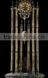 Latest Design Onyx Base Gilt Bronze Floor Standing Clock, Gold Gilt Ormolu Ornate Pendulum Clock thumbnail-2