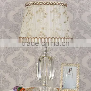 New Design European Style Clear Crystal Table Lamp With Lace Lampshade thumbnail-2