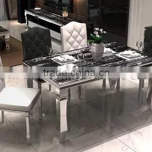 Modern Metal Legs Marble Dining Table Furniture thumbnail-3