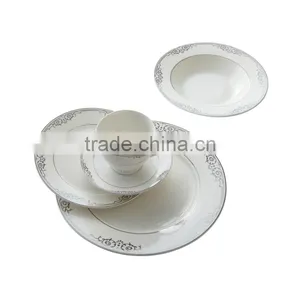 Germany Fine Porcelain Silver Decal 20pcs 24pcs 30pcs Dinner Set Royall Dinnerware Set thumbnail-1