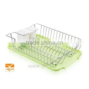 Metal Wire Kitchen Cutlery Dish Rack With Plastic Tray Wholesale thumbnail-1