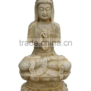 Sitting Antique Marble Stone Buddism Guanyin Statue thumbnail-1