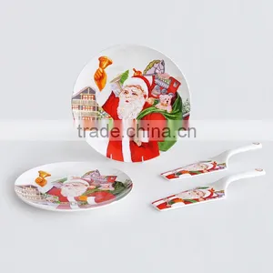 12" Porcelain Cake Plate With Server,ceramic Plate With Server,porcelain Christmas Plate thumbnail-5