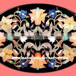 Inlaid Marble Stone Table Top Pietre Dure Marble Inlay Table Top thumbnail-1