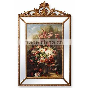 Antique Solid Wood Frame Handmade Flowers Painting thumbnail-1