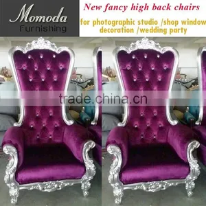 Royal High Back Wing Chair in Upholstered Luxurious Tufted Pink Velvet thumbnail-4