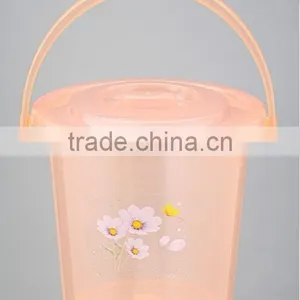 Round Semitransparent Plastic Bucket/waterpot With Carry Hand and Lid thumbnail-2