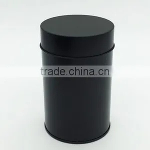 Plain Black Round Tea Tin Box With Inner Lid thumbnail-1