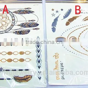 T001-005 Women Beauty And Personal Care Body Art Temporary Metallic Gold Foil Tattoo Supply thumbnail-1