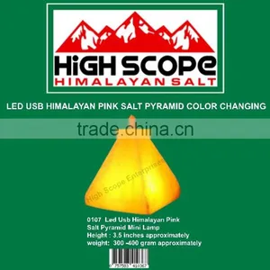 USB MINI HIMALAYAN Pink Salt Organic Lamp Pyramid Shape Use With Computer thumbnail-1