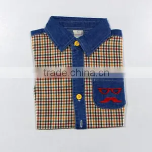 2016 New Design Boy's Short Shirt /100% Cotton Paid Shirt/embroidered thumbnail-4