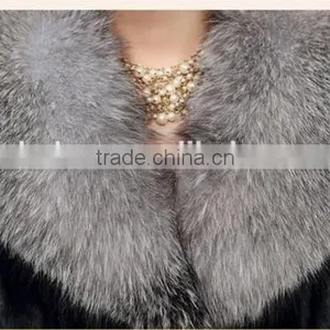 Hotest Style Ladies' Long Imitation Mink Fur Overcoat With Silver Fox Fur Collar thumbnail-2