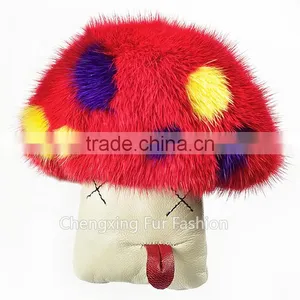 CX-R-01 Mink Fur Mushroom Mobile Phone Strap Custom Key Ring thumbnail-3