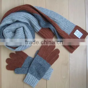 Coffee Pure Colour Scarf and Glove 2pcs Sets thumbnail-5
