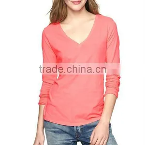 Long Sleeve v Neck t Shirt for Womens thumbnail-1