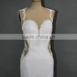 Backless White Chiffon Wedding Dress for Bride thumbnail-5