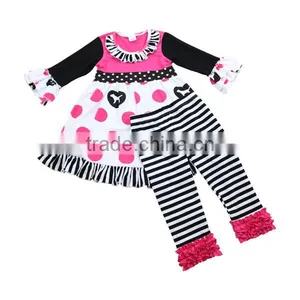 Ruffle Baby Clothes Wholesale Boutique Childrens Stripe Ruffle Cotton Clothing Girls Fall Clothes thumbnail-6
