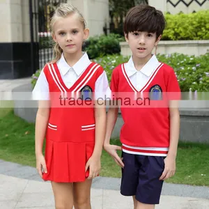 Juqian China Uniform Manufacturer Custom-made Stylish Red Autumn Summer Kindergarten School Uniform thumbnail-1