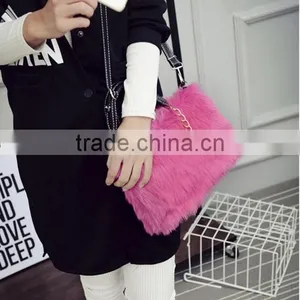 Fashion Simple Casual Style Solid Fur Chain Women Handbags thumbnail-5