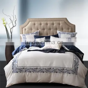 Hotel Bedsheets Embroidering Bedding Sets Luxury 100% Cotton Double Bed Set thumbnail-1