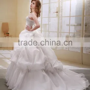 A-Line Strapless Long Trailing Bead And Ruffle Wedding Dress Bridal Gown AS00101 thumbnail-2
