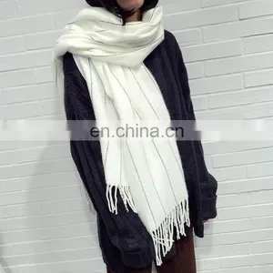 Cashmere Scarf Lady Vertical Stripe Dotted Line Fashionable Scarf thumbnail-4