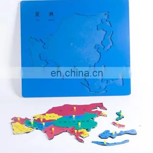 2017 Laser Cutting Montessori Wooden Puzzle Maple World Map With High Service thumbnail-1