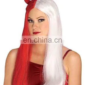 Red and White Half and Half Color Wig Womens Cosplay Wig for Sale FW2173 thumbnail-1