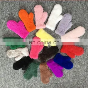 Winter Weaven Knitted Mink Fur Mittens Ladies Mittens Wholesale thumbnail-1