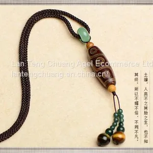 Nine Agate Pendant Necklace Pendant Accessories Simple Retro Vain Long Folk Style Agate Female Sweater Chain thumbnail-1