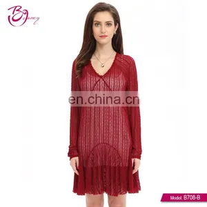 2017 New Full Sexy Burgundy Color Lace Party Dress for Mature Woman thumbnail-1