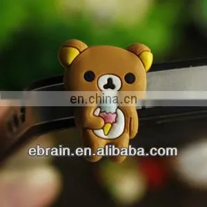 Funny Small Cartoon Bear Earphone Plug,Fashion Earphone Dust Plug ,promotional Cartoon Earphone Plug thumbnail-1