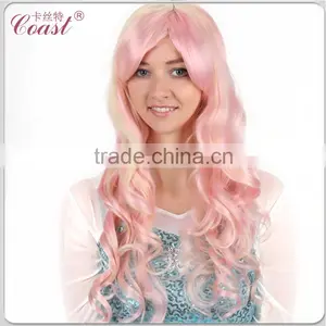 Long Curly Pink Synthetic Hair Wig thumbnail-1