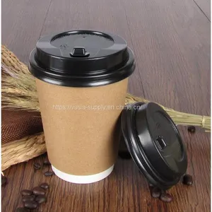 Double Wall Cup With Lid Disposable Insulated Hot Coffee Cups thumbnail-1
