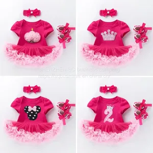 New Arrive Newborn Baby Girl Romper Jumpsuit+ Hair Accessories+Tutu Dress 3pcs Sets Party Birthday Tutu Dress Baby Girls Romper thumbnail-1