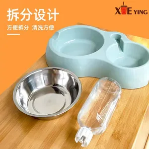 Eco Friendly Silicone Pet Bowl Nonslip Luxury Stainless Steel Dog Cat Bowl With Double Feeder Pet Food Bowl Dish thumbnail-5