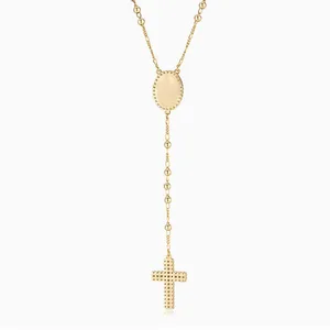 Shining Star Jewelry Zircon Virgin Mary Cross Charms Pendant Rosary Necklace thumbnail-4
