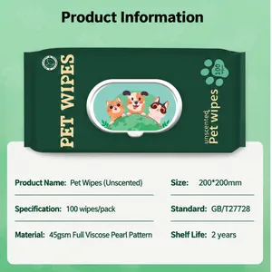 Customized Pet Wet Wipes for Deodorizing and Antibacterial Purposes, Suitable for Cats and Dogs. Large Size, Thick Texture, Non-wash-off. thumbnail-2