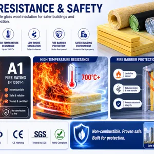 Waterproof Vapor Barrier Glass Wool Insulation, Reinforced Foil Faced Fiberglass Wool, Fire Heat Sound Insulation Glasswool thumbnail-3