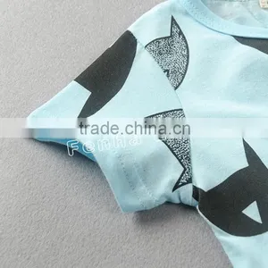 Summer New Style Kids Shirts Fashion Boys Ans Girls Round Collar Bat Printed Shirts thumbnail-5